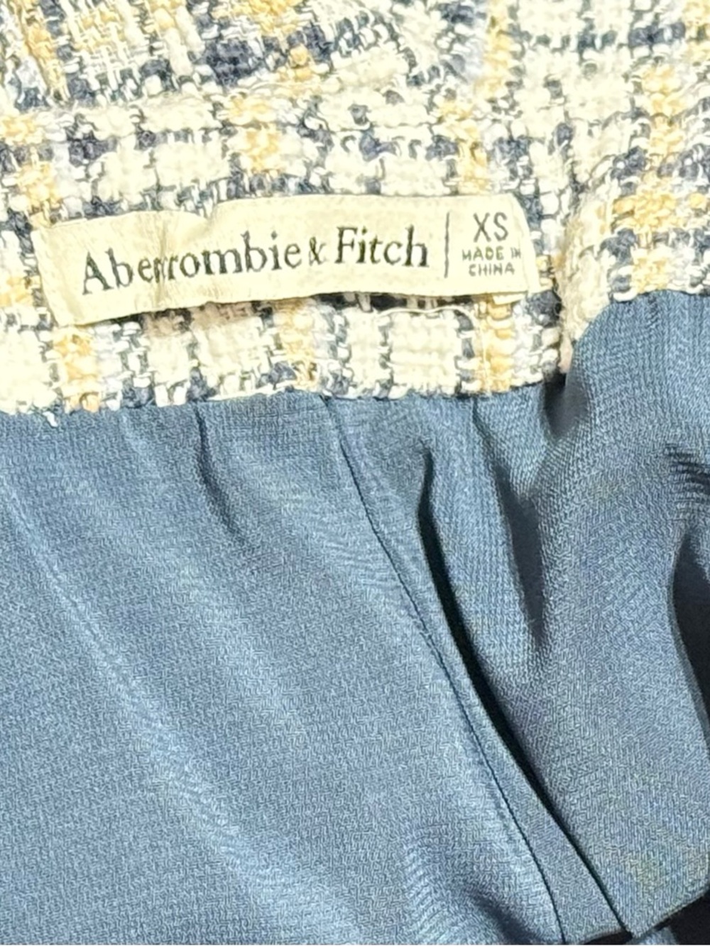 Abercrombie & Fitch Blue and Cream Tweed mini skort skirt size XS - Picture 4 of 7